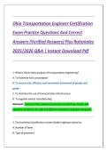 Ohio Transportation Engineer Certification Exam&colon; Practice Questions with Verified Answers and Rationales &lpar;2025-2026 Edition