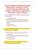 South Carolina Physical&sol;Chemical Wastewater Operator Class C Exam Practice Questions and Answers with Rationales GRADED A&plus;
