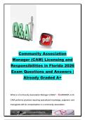 Community Association Manager &lpar;CAM&rpar; Licensing & Responsibilities 2026 &vert; 25&plus; Exam Questions & Answers &vert; Florida CAM License Requirements&comma; CAB Regulations & Community Association Governance &vert; Florida CAM Certification Exam Review