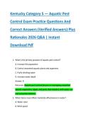 Kentucky Category 5 &mdash; Aquatic Pest &NewLine;Control Exam Practice Questions And &NewLine;Correct Answers &lpar;Verified Answers&rpar; Plus &NewLine;Rationales 2026 Q&A &vert; Instant &NewLine;Download Pdf 