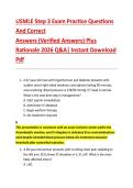 USMLE Step 3 Exam Practice Questions &NewLine;And Correct  &NewLine;Answers &lpar;Verified Answers&rpar; Plus  &NewLine;Rationale 2026 Q&A&vert; Instant Download &NewLine;Pdf   