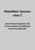 Wastewater Operator Class C Exam Practice Review &vert; 2026&sol;2027 &vert; Certification Exam Preparation Guide &vert; Practice Questions & Answers