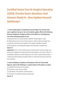 Certified Home Care & Hospice Executive&NewLine;&lpar;CHCE&rpar; Practice Exam Questions And&NewLine;Answers Rated A&plus; New Update Assured&NewLine;Satisfaction