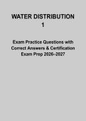 Water Distribution 1 &vert; 2026&sol;2027 &vert; Water Operator Certification Exam Preparation Guide &vert; Practice Questions & Correct Answers