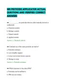 MN PESTICIDE APPLICATOR ACTUAL&NewLine;QUESTIONS AND VERIFIED CORRECT&NewLine;ANSWERS&NewLine;