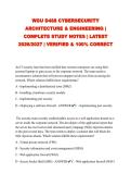 WGU D488 CYBERSECURITY ARCHITECTURE & ENGINEERING &vert; COMPLETE STUDY NOTES &vert; LATEST 2026&sol;2027 &vert; VERIFIED & 100&percnt; CORRECT&NewLine;