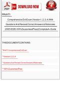 RN ATI Comprehensive Exit Exam &lpar;Version 1&comma; 2&comma; 3&comma; 4&rpar; With Questions And Revised Correct Answers & Rationales &lpar;2025 &sol; 2026&rpar; 100&percnt; Guaranteed Pass &vert;&vert;Complete A&plus; Guide&NewLine;