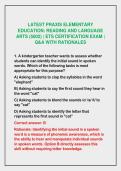 2026-2027 LATEST PRAXIS ELEMENTARY&NewLine;EDUCATION&colon; READING AND LANGUAGE&NewLine;ARTS &lpar;5002&rpar; &vert; ETS CERTIFICATION EXAM &vert;&NewLine;Q&A WITH RATIONALES