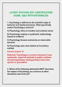 2026-2027 LATEST PSYCHOLOGY CERTIFICATION&NewLine;EXAM &vert; Q&A WITH RATIONALES