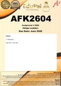AFK2604 Werkopdrag 4 &lpar;COMPLETE ANSWERS&rpar; 2026 - DUE June 2026