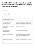 Week 13 - NICU - Assistive Technology Exam &vert;&NewLine;Questions with 100&percnt; Correct Answers &vert; Verified &vert;&NewLine;Latest Update 2026&sol;2027