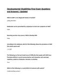 Developmental Disabilities Final Exam Questions and Answers&vert; Updated