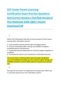 DCF Foster Parent Licensing &NewLine;Certification Exam Practice Questions &NewLine;And Correct Answers &lpar;Verified Answers&rpar; &NewLine;Plus Rationale 2026 Q&A&vert; Instant &NewLine;Download Pdf