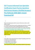 DCF Trauma-Informed Care Specialist &NewLine;Certification Exam Practice Questions &NewLine;And Correct Answers &lpar;Verified Answers&rpar; &NewLine;Plus Rationale 2026 Q&A&vert; Instant &NewLine;Download Pdf 