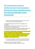 DCF Youth Services Counselor &NewLine;Certification Exam Practice Questions &NewLine;And Correct Answers &lpar;Verified Answers&rpar; &NewLine;Plus Rationale 2026 Q&A&vert; Instant &NewLine;Download Pdf  