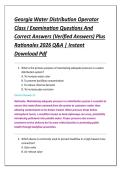 Georgia Water Distribution Operator &NewLine;Class I Examination Questions And &NewLine;Correct Answers &lpar;Verified Answers&rpar; Plus &NewLine;Rationales 2026 Q&A &vert; Instant &NewLine;Download Pdf 