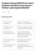 Foodborne Illness NRFSP Review Exam &vert;&NewLine;Questions with 100&percnt; Correct Answers &vert;&NewLine;Verified &vert; Latest Update 2026&sol;2027