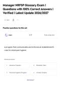 Manager NRFSP Glossary Exam &vert;&NewLine;Questions with 100&percnt; Correct Answers &vert;&NewLine;Verified &vert; Latest Update 2026&sol;2027