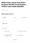NRFSP Culinary 2 Exam Study Guide &vert;&NewLine;Questions with 100&percnt; Correct Answers &vert;&NewLine;Verified &vert; Latest Update 2026&sol;2027