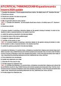 ATI Critical Thinking Exam 2026&colon; 40 Questions & Verified Answers &NewLine;