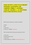 NURS 5434 HTN LATEST EXAM 2026&sol;2027 &NewLine;WITH REAL QUESTIONS AND &NewLine;VERIFIED CORRECT ANSWERS &vert; &NewLine;ALREADY GRADED A&plus; &vert; GUARANTEED &NewLine;PASS &vert; NURS 5434 FINAL EXAM 