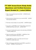 777 KSV Actual Exam Study Guide &NewLine;&lpar;Questions and Verified Answers&rpar; &NewLine;Expert Graded A&plus; &vert; Latest Edition 