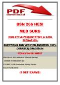 BSN 266 HESI&NewLine;MED SURG &NewLine;&lpar;NGN-STYLE PRESENTATION & CASE SCENARIOS&rpar; &NewLine;LATEST UPDATE &lpar;2026&sol;2027&rpar; QUESTIONS AND VERIFIED ANSWERS &vert; 100&percnt; CORRECT &vert; GRADED A&plus;