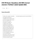 SY0-701 Exam &vert; Questions with 100&percnt; Correct&NewLine;Answers &vert; Verified &vert; Latest Update 2026