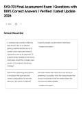 SY0-701 Final Assessment Exam &vert; Questions with&NewLine;100&percnt; Correct Answers &vert; Verified &vert; Latest Update&NewLine;2026