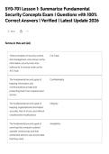 SY0-701 Lesson 1&colon; Summarize Fundamental&NewLine;Security Concepts Exam &vert; Questions with 100&percnt;&NewLine;Correct Answers &vert; Verified &vert; Latest Update 2026