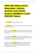 NURS 2003 Midterm Exam &NewLine;Study Guide &ndash; Practice &NewLine;Questions with Verified &NewLine;Answers&period; GRADED A&plus;&period; Latest &NewLine;2026&sol;2027 Update 