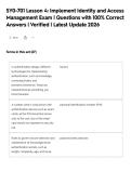 SY0-701 Lesson 4&colon; Implement Identity and Access&NewLine;Management Exam &vert; Questions with 100&percnt; Correct&NewLine;Answers &vert; Verified &vert; Latest Update 2026