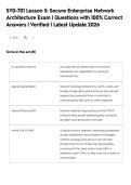 SY0-701 Lesson 5&colon; Secure Enterprise Network&NewLine;Architecture Exam &vert; Questions with 100&percnt; Correct&NewLine;Answers &vert; Verified &vert; Latest Update 2026