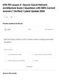 SY0-701 Lesson 6 &colon; Secure Cloud Network&NewLine;Architecture Exam &vert; Questions with 100&percnt; Correct&NewLine;Answers &vert; Verified &vert; Latest Update 2026