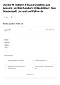UCI Bio 93 Midterm 2 Exam &vert; Questions and&NewLine;Answers &vert; Verified Solutions &vert; 2026 Edition &vert; Pass&NewLine;Guaranteed &vert; University of California&NewLine;