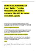 NURS-2003 Midterm Exam &NewLine;Study Guide &ndash; Practice &NewLine;Questions with Verified &NewLine;Answers&period; GRADED A&plus;&period; Latest &NewLine;2026&sol;2027 Update 