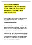 ERCOT SYSTEM OPERATOR &NewLine;CERTIFICATION EXAM WITH CORRECT &NewLine;ACTUAL QUESTIONS AND CORRECTLY &NewLine;WELL DEFINED ANSWERS LATEST &NewLine;ALREADY GRADED A&plus; 