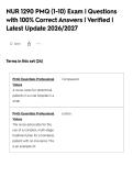 NUR 1290 PMQ &lpar;1-10&rpar; Exam &vert; Questions&NewLine;with 100&percnt; Correct Answers &vert; Verified &vert;&NewLine;Latest Update 2026&sol;2027