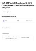 NUR 1290 Test &num;1 &vert; Questions with 100&percnt;&NewLine;Correct Answers &vert; Verified &vert; Latest Update&NewLine;2026&sol;2027