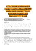 HESI Critical Care Exam Official Practice Exam Actual Exam 2026&sol;2027 with Detailed Rationales &vert; Complete Exam-Style Questions &vert; Pass Guaranteed &ndash; A&plus; Graded&NewLine;&NewLine;