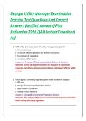 Georgia Utility Manager Examination &NewLine;Practice Test Questions And Correct &NewLine;Answers &lpar;Verified Answers&rpar; Plus &NewLine;Rationales 2026 Q&A Instant Download &NewLine;Pdf