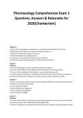 Pharmacology Comprehensive Exam 1&NewLine;Questions&comma; Answers & Rationales for&NewLine;2026&lbrack;Chamberlain