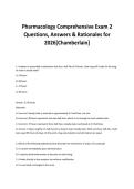Pharmacology Comprehensive Exam 2&NewLine;Questions&comma; Answers & Rationales for&NewLine;2026&lbrack;Chamberlain&rsqb;&NewLine;