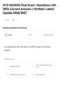 NYS WAXING final Exam &vert; Questions with&NewLine;100&percnt; Correct Answers &vert; Verified &vert; Latest&NewLine;Update 2026&sol;2027