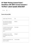 NY State Waxing License Exam &vert;&NewLine;Questions with 100&percnt; Correct Answers &vert;&NewLine;Verified &vert; Latest Update 2026&sol;2027