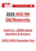 HESI RN OB&sol;Maternity Exam V1 &ndash; &lpar;2026&rpar; Actual Questions & Answers &lpar;HESI&rpar; 100&percnt; Guarantee Pass&NewLine;