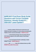 NURS 6013 Final Exam Study Guide &NewLine;Questions with Correct Complete &NewLine;Solutions &vert; Already Graded A&plus; &vert; &NewLine;2026-2027 Latest Update&excl;&excl;&excl;