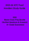 2025&ndash;2026 NYC Food Handlers Study Guide Exam&colon; Complete Food Safety Certification Prep & Practice Questions &lpar;PDF&rpar;