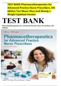 Test Bank for Pharmacotherapeutics for Advanced Practice Nurse Prescribers 6th Edition by Teri Moser Woo and Wendy L&period; Wright Comprehensive Chapter Practice Questions and Exam Review Guide with Answer Key for NP Students