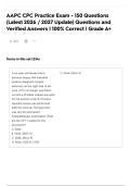 AAPC CPC Practice Exam - 150 Questions &lpar;Latest 2026 &sol; 2027 Update&rpar; Questions and Verified Answers &vert; 100&percnt; Correct &vert; Grade A&plus;